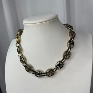 Carol Lee Carolee gold tone chunky necklace signed costume jewelry chain link